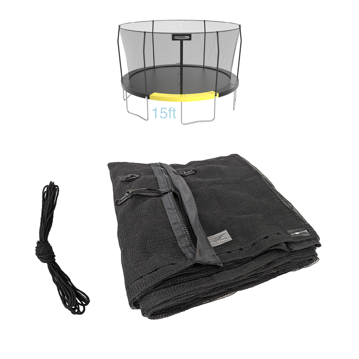 Trampoline Pro 15ft ROUND Frame Net For 6 Top Ring Poles **NET ONLY**