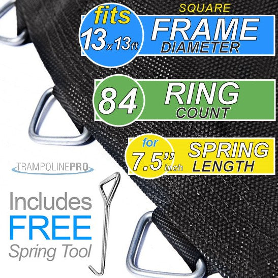 Trampoline Mat 13ftx13ft SQUARE Frame (132 Mat & 84 Rings FOR 7.5 Sp –  Trampoline Pro