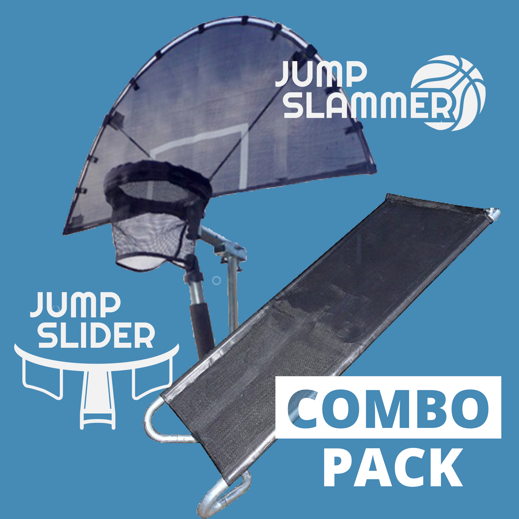 Basketball Ramp Trampoline Jump Slammer Basketball Hoop & Jump Slider Ramp Slide Combo ...
